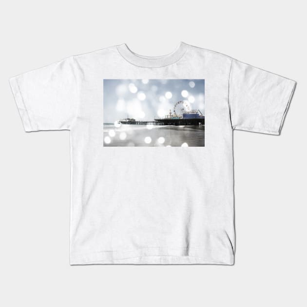 Sparkling grey Santa Monica Pier Kids T-Shirt by Christine aka stine1